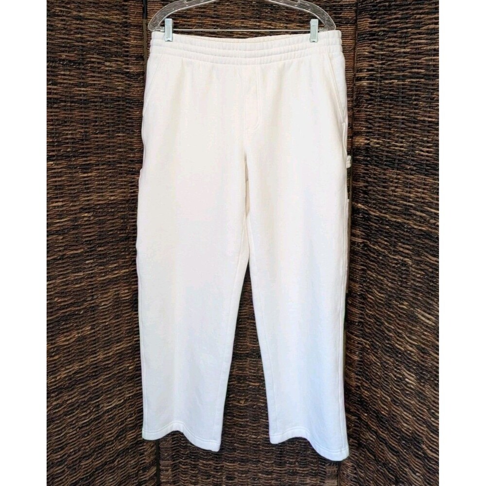 Aritzia Sweat Fleece Cozy Mega Fit Wide Leg Cargo Pants Women's Large White Cozy